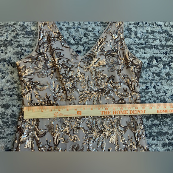 R&M Richards R&M Richards Long Sequin Embellished Column Dress Champagne - Picture 11 of 13